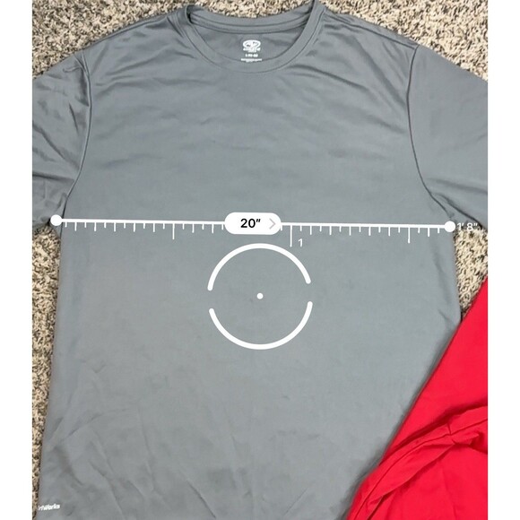 Athletic Works DriWorks Knit Shirt Mens Sz L /XL Gray Red Short Sleeve Crew Neck - Picture 15 of 15